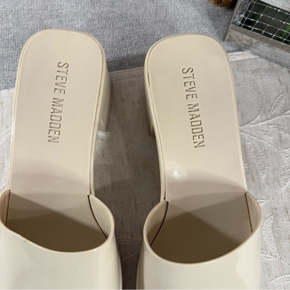 Steve Madden Women's Harlin Block Heel Slip-on Sandal Off White Size 8 - Picture 3 of 9